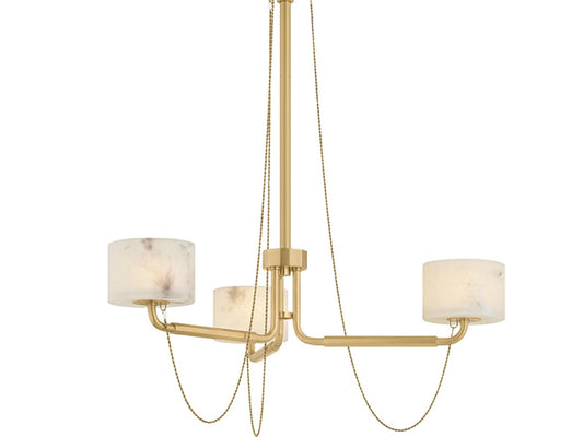 Corbett Lighting Bunda 3-Light Vintage Brass White Drum Chandelier