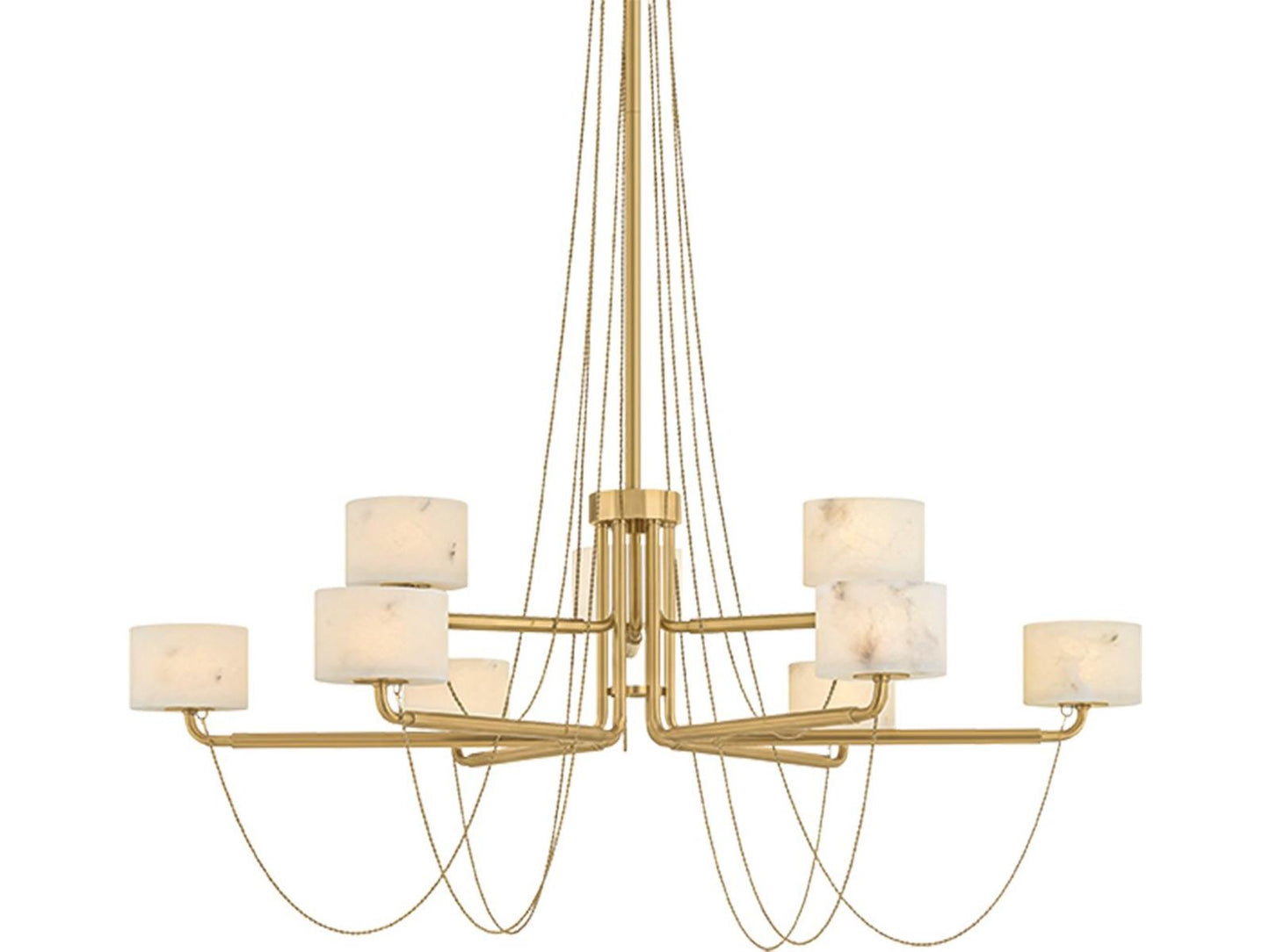 Corbett Lighting Bunda 9-Light Vintage Brass Gold Drum Tiered Chandelier