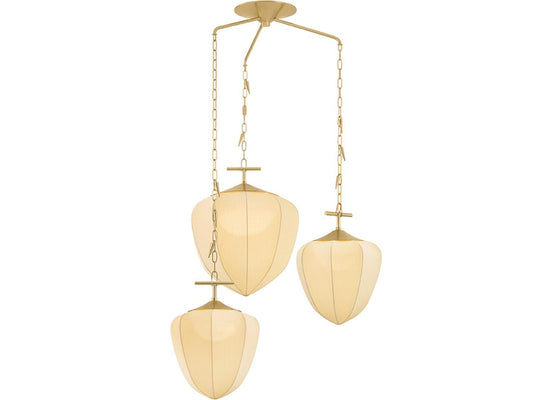 Corbett Lighting Hoshi 3-Light Vintage Brass Gold Globe Chandelier
