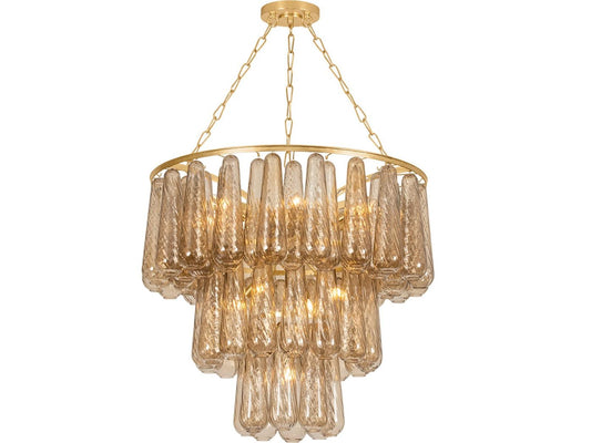 Corbett Lighting Milos 11-Light Vintage Gold Leaf Clear Glass Tiered Round Chandelier