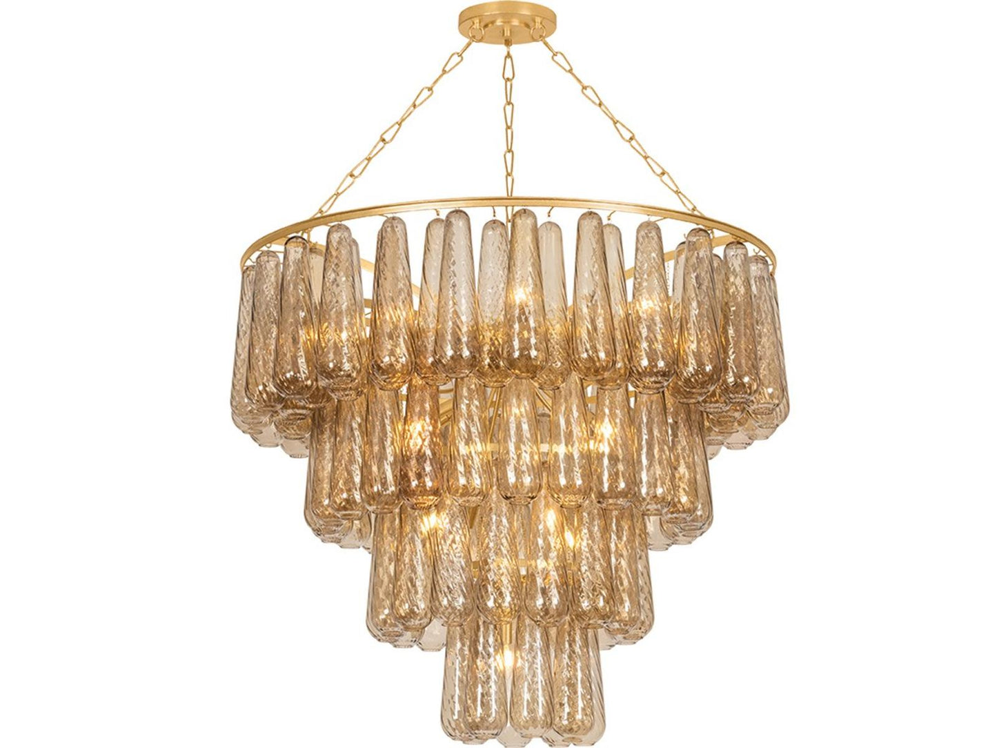 Corbett Lighting Milos 19-Light Vintage Gold Leaf Brown Glass Tiered Chandelier