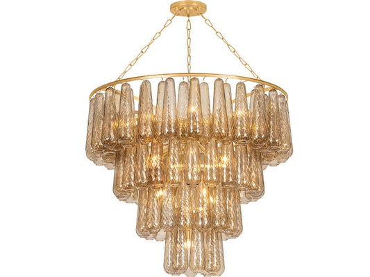 Corbett Lighting Milos 19-Light Vintage Gold Leaf Brown Glass Tiered Chandelier