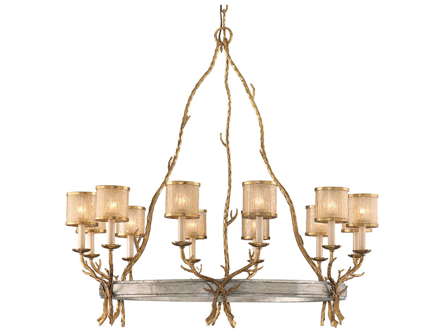 Corbett Lighting 12-Light Parc Royale Chandelier in Vintage Gold and Silver Leaf