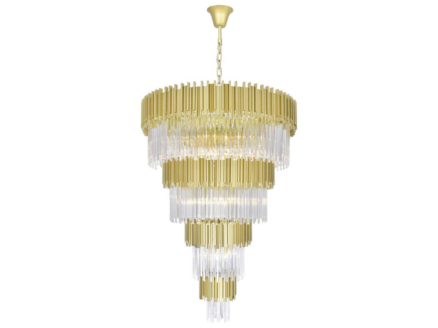 CWI Lighting Deco 34-Light Chandelier in Medallion Gold with Clear Crystal