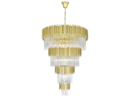 CWI Lighting Deco 34-Light Chandelier in Medallion Gold with Clear Crystal