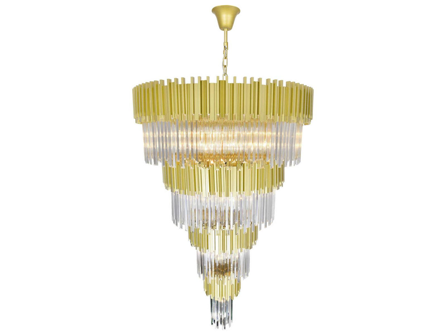 CWI Lighting Deco 34-Light Chandelier in Medallion Gold with Clear Crystal
