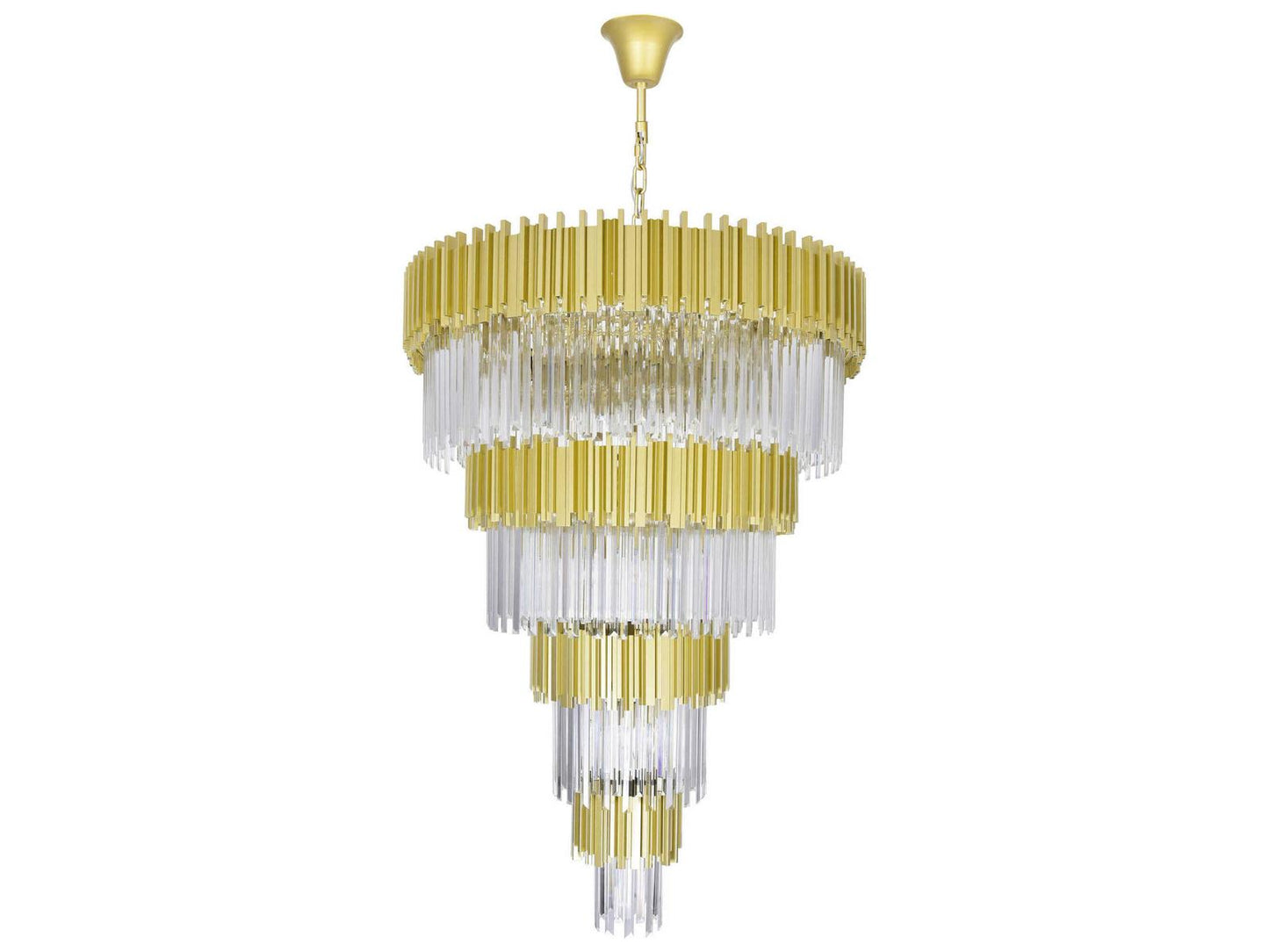 CWI Lighting Deco 34-Light Chandelier in Medallion Gold with Clear Crystal