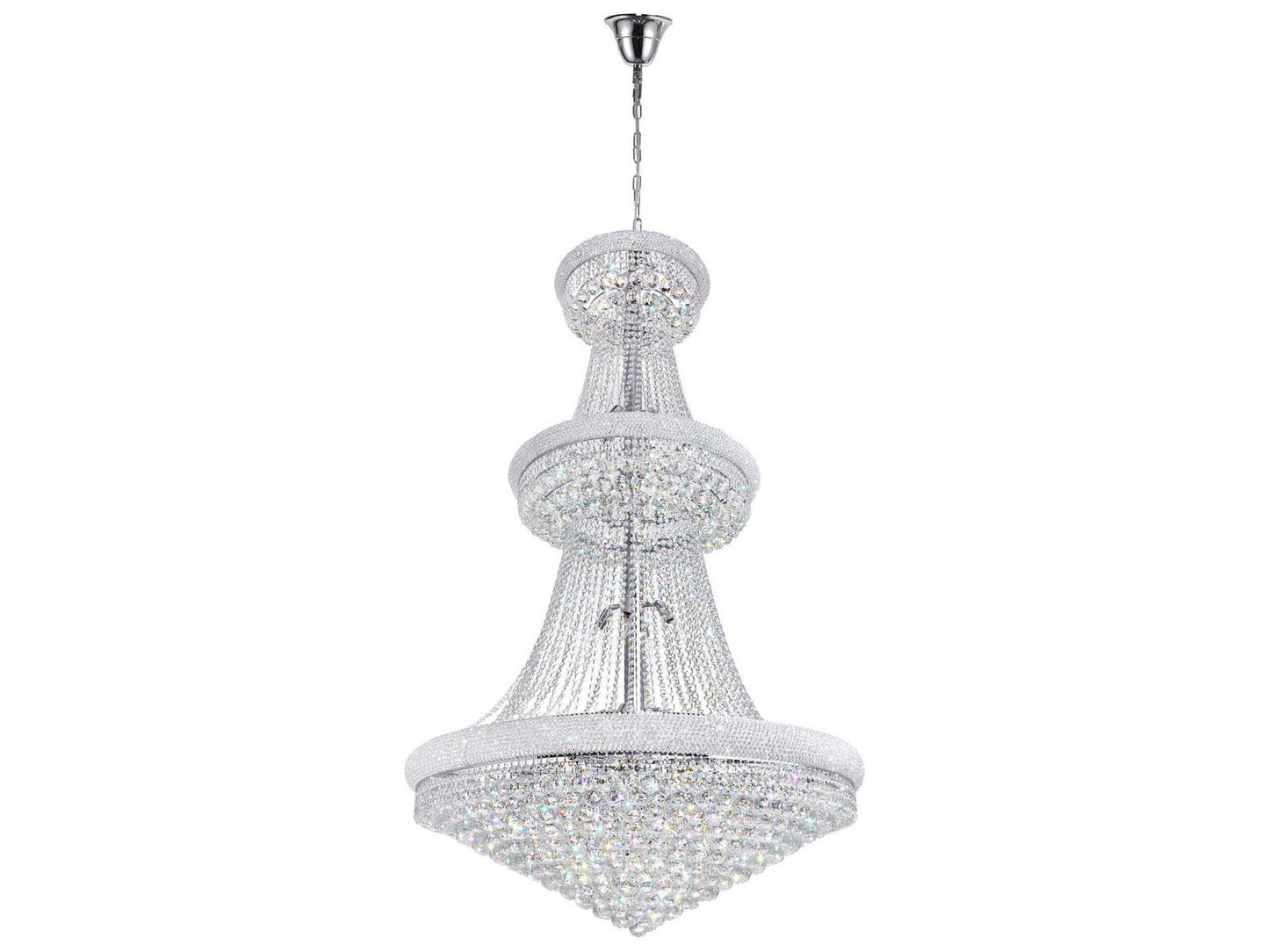 CWI Lighting 38-Light Empire Chandelier in Chrome with K9 Crystals