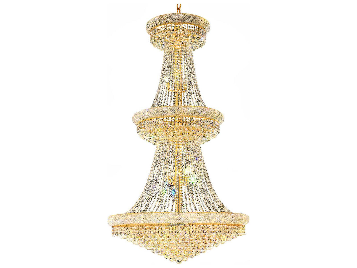 CWI Lighting Empire 38-Light Chandelier in Gold with K9 Clear Crystals