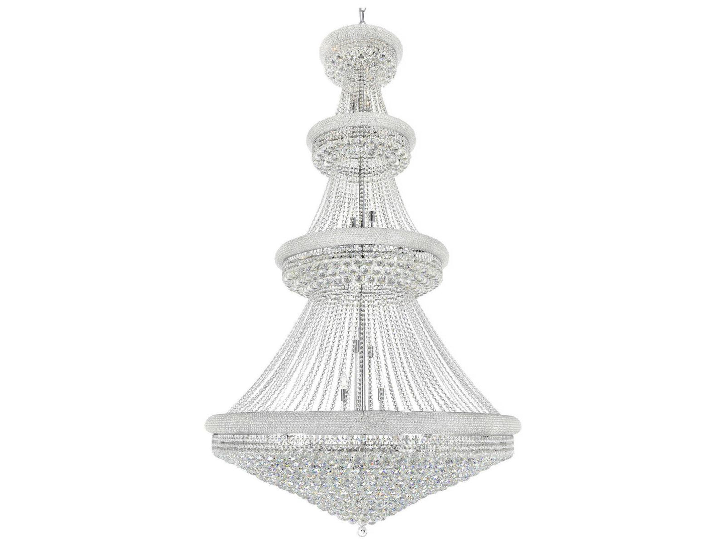 CWI Lighting 42-Light Empire Chandelier in Chrome with Crystal Draping