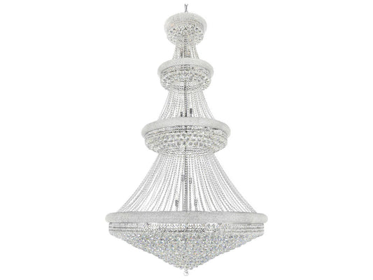 CWI Lighting 42-Light Empire Chandelier in Chrome with Crystal Draping