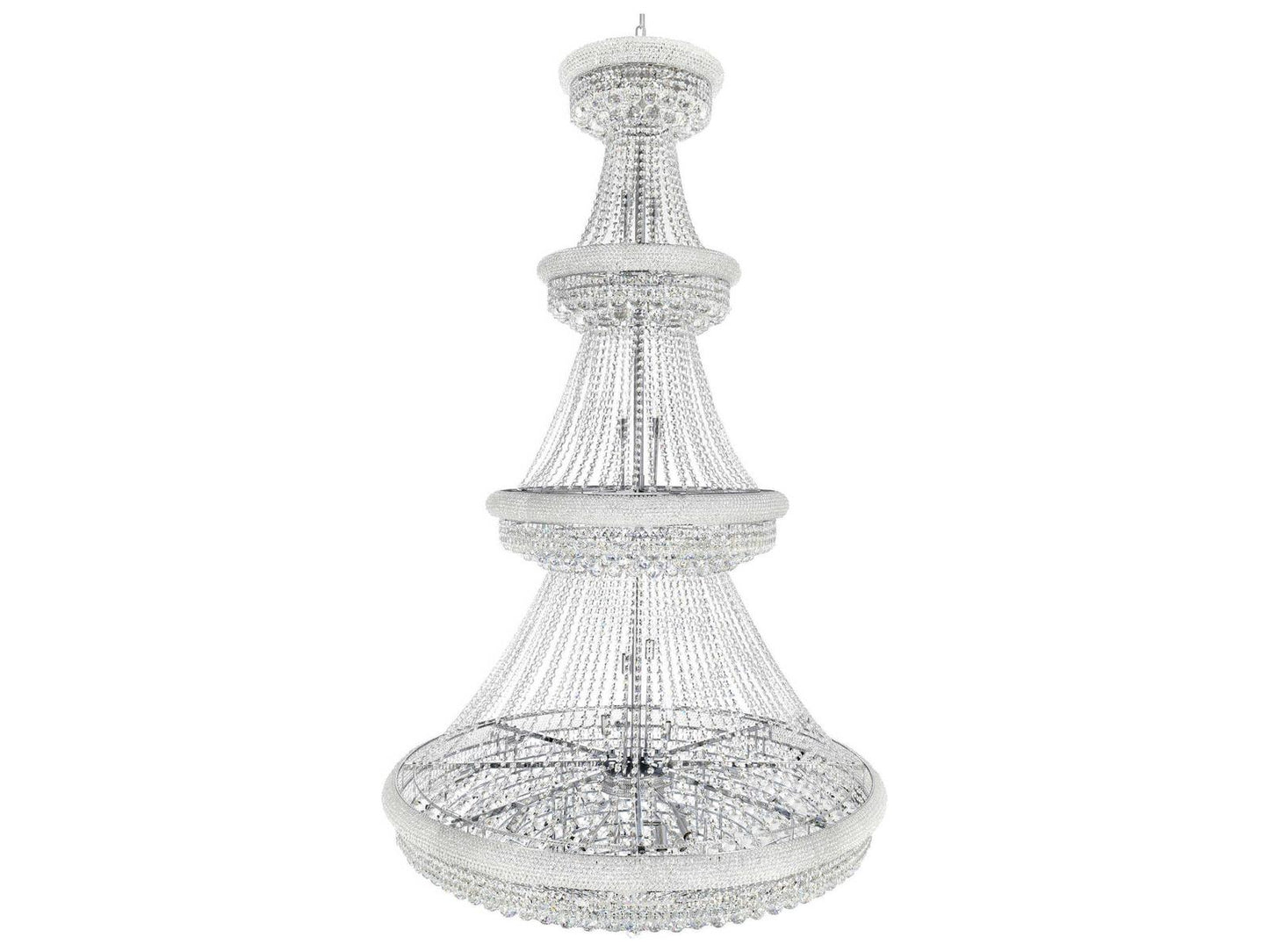 CWI Lighting 42-Light Empire Chandelier in Chrome with Crystal Draping