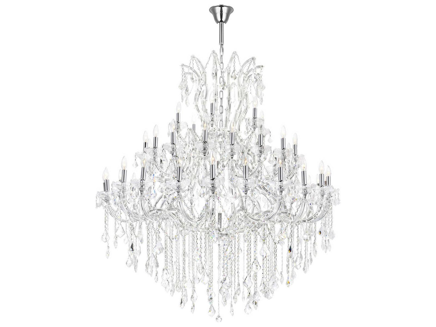 CWI Lighting 49-Light Maria Theresa Chandelier with Clear Crystal and Chrome Finish