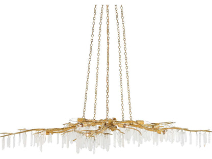 Currey & Company Currey and Company 10-Light Forest Light Chandelier in Washed Lucerne Gold with Quartz Crystals