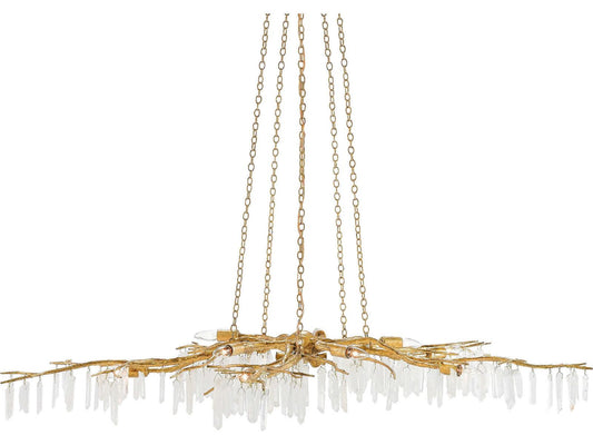 Luxecor Vistas 10-Light Washed Lucerne Gold Natural Chandelier