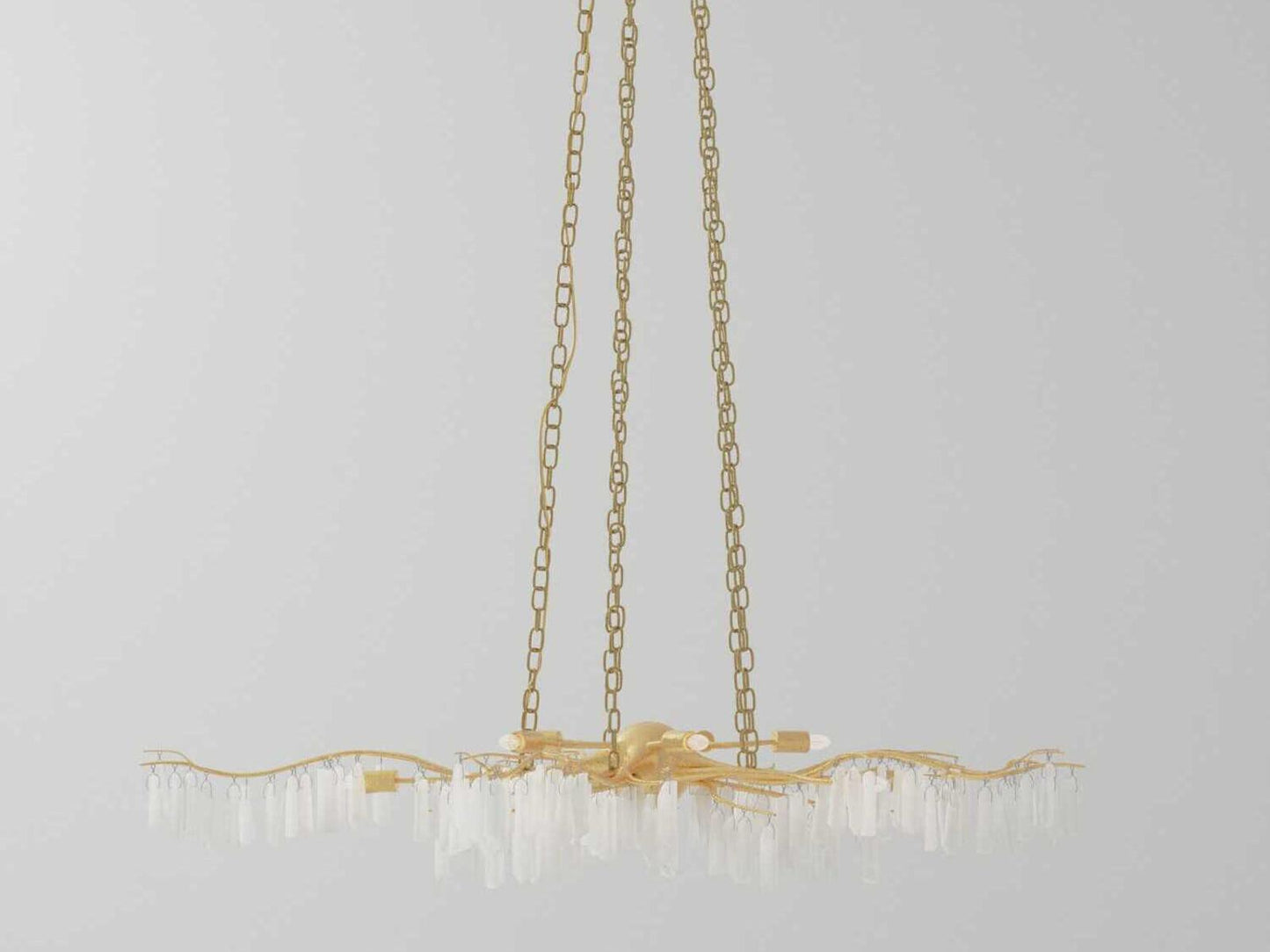Currey & Company Currey and Company 10-Light Forest Light Chandelier in Washed Lucerne Gold with Quartz Crystals