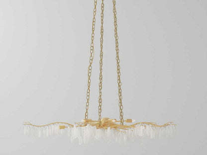 Currey & Company Currey and Company 10-Light Forest Light Chandelier in Washed Lucerne Gold with Quartz Crystals