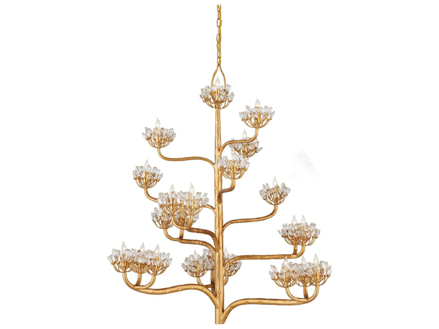 Currey & Company Currey and Company 22-Light Agave Americana Chandelier in Dark Gold Leaf