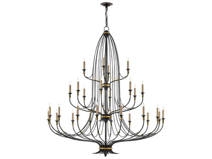 Currey & Company Currey and Company 28-Light Folgate Grande Chandelier in French Black and Gold Leaf