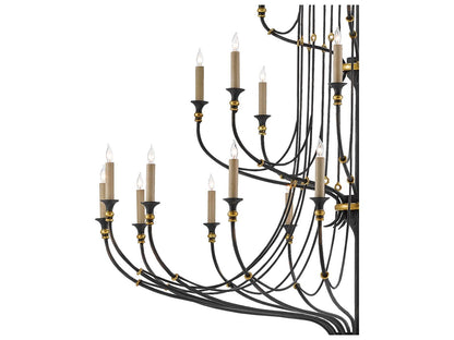 Currey & Company Currey and Company 28-Light Folgate Grande Chandelier in French Black and Gold Leaf