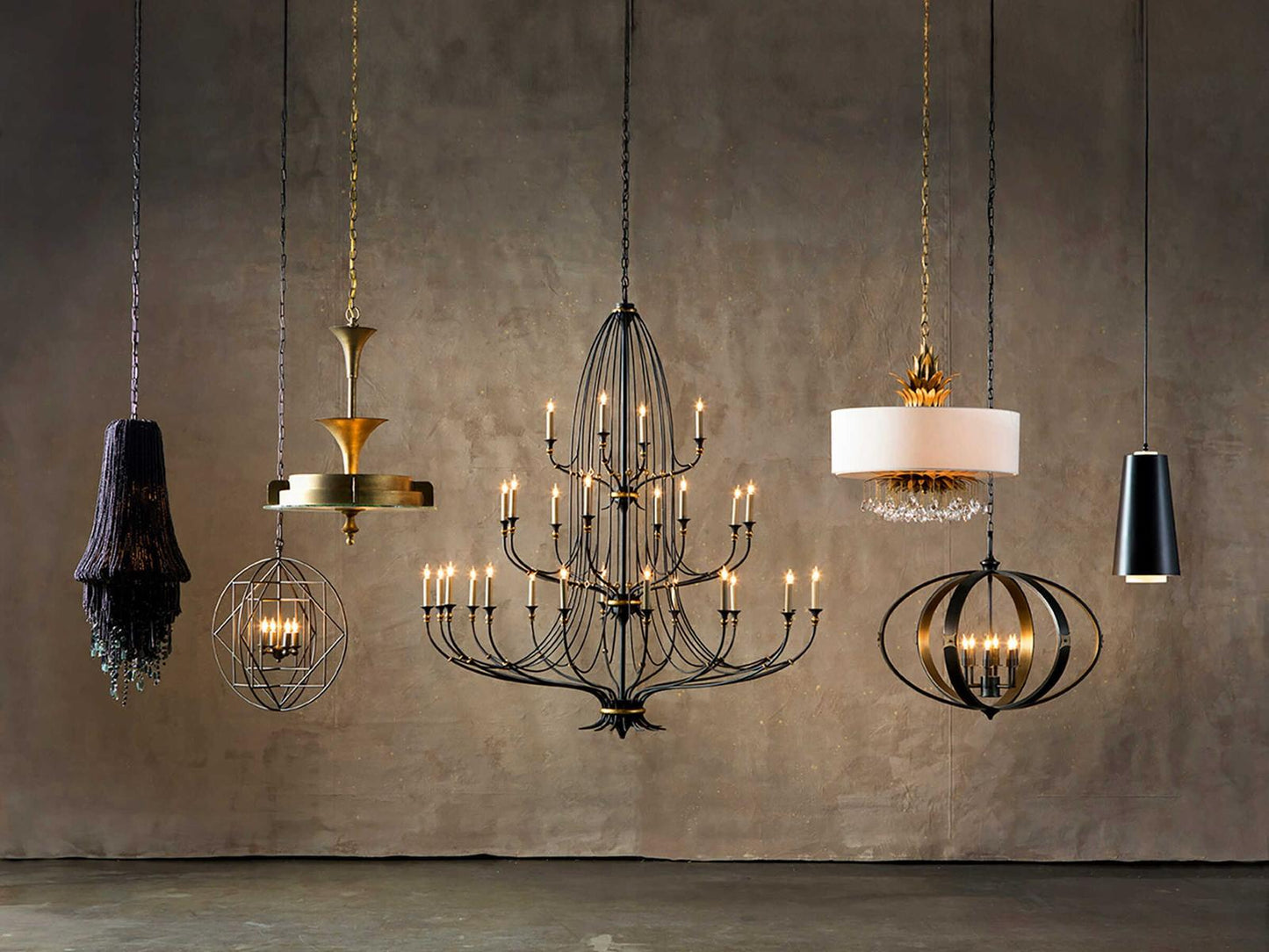 Currey & Company Currey and Company 28-Light Folgate Grande Chandelier in French Black and Gold Leaf