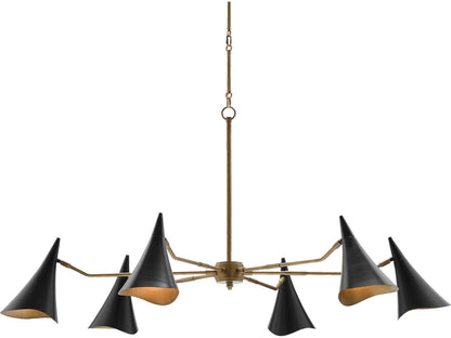 Currey & Company Currey and Company 6-Light Library Chandelier in Oil Rubbed Bronze and Antique Brass