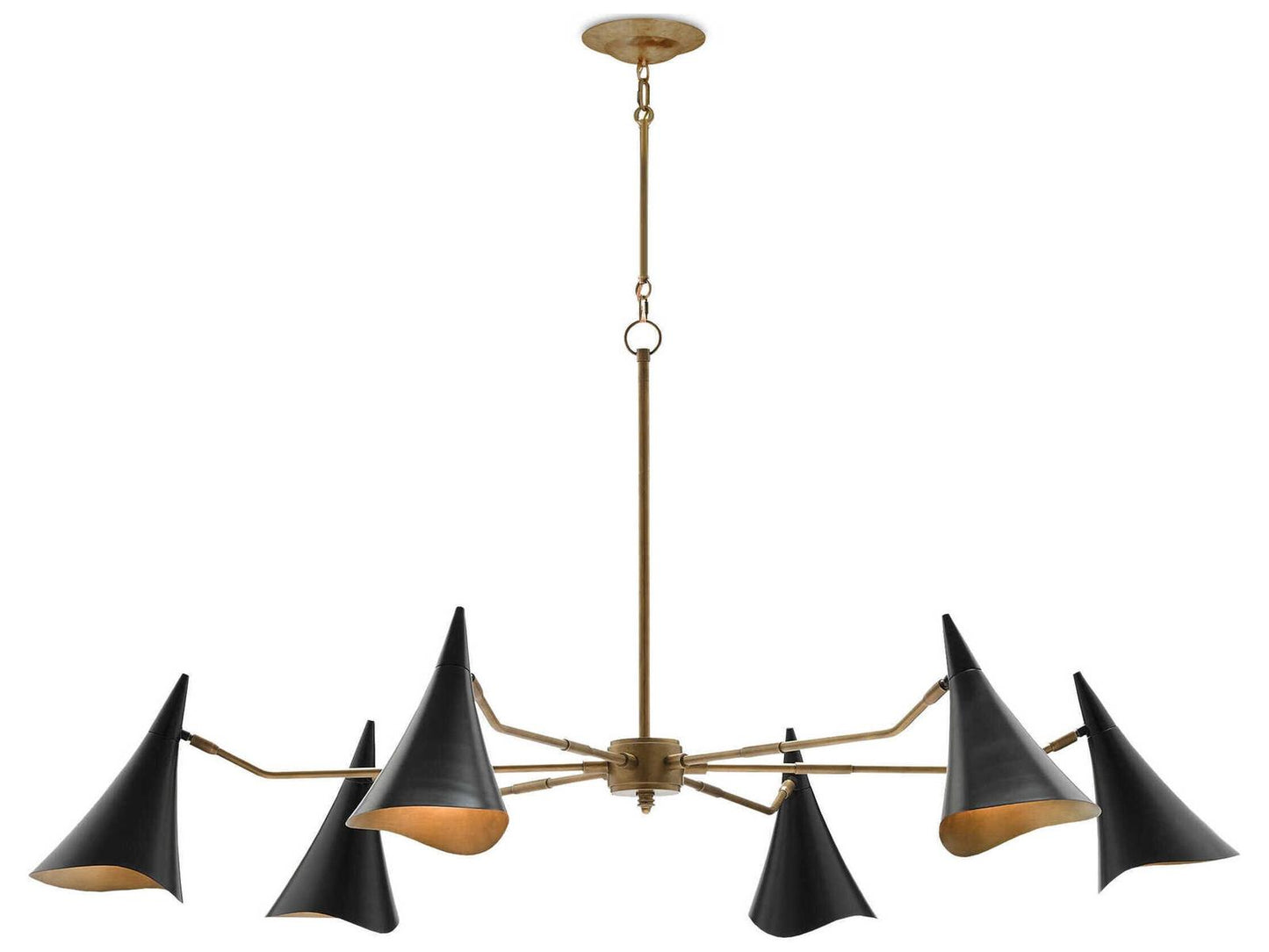 Currey & Company Currey and Company 6-Light Library Chandelier in Oil Rubbed Bronze and Antique Brass