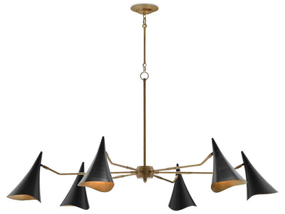 Currey & Company Currey and Company 6-Light Library Chandelier in Oil Rubbed Bronze and Antique Brass