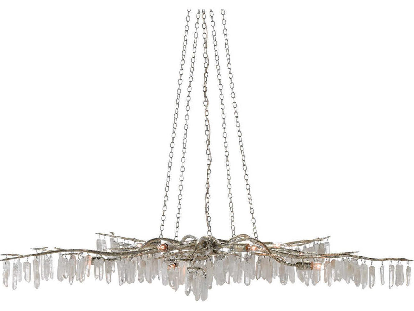 Currey & Company Currey and Company 10-Light Forest Light Chandelier in Textured Silver and Natural