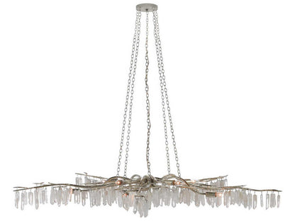 Currey & Company Currey and Company 10-Light Forest Light Chandelier in Textured Silver and Natural