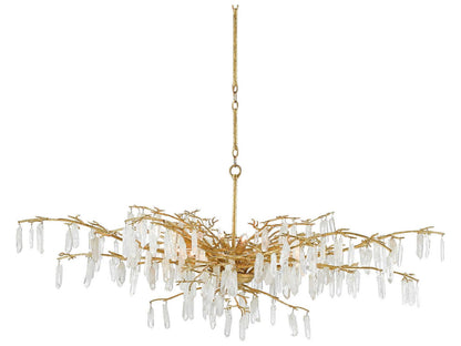 Currey & Company Currey and Company 8-Light Forest Dawn Chandelier Washed Lucerne Gold Natural Quartz Crystal