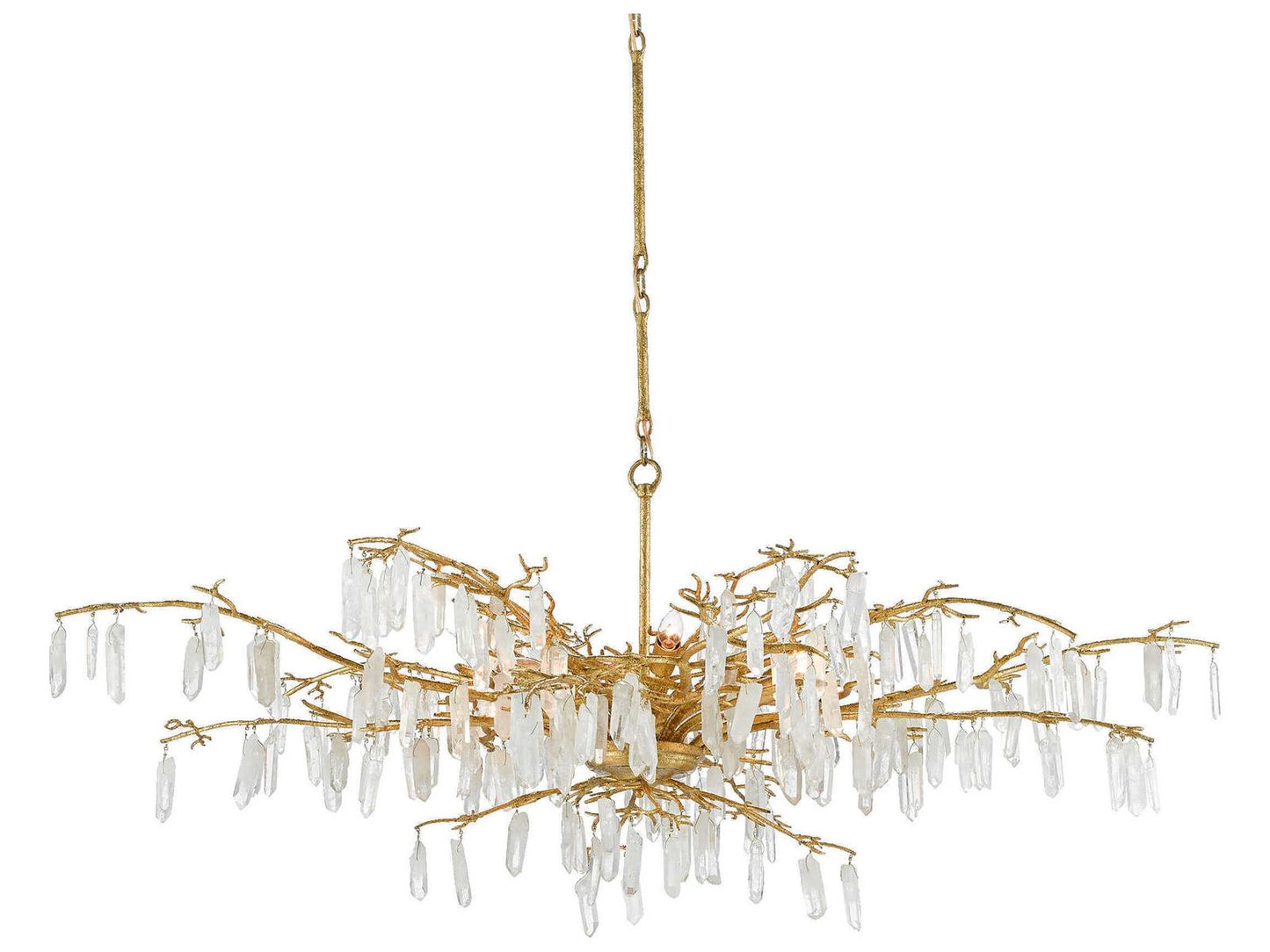 Currey & Company Currey and Company 8-Light Forest Dawn Chandelier Washed Lucerne Gold Natural Quartz Crystal