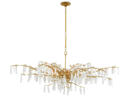 Currey & Company Currey and Company 8-Light Forest Dawn Chandelier Washed Lucerne Gold Natural Quartz Crystal