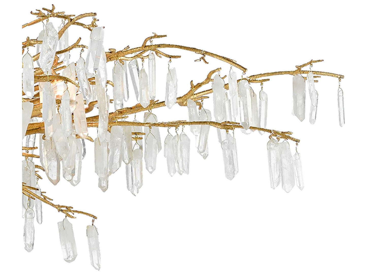 Currey & Company Currey and Company 8-Light Forest Dawn Chandelier Washed Lucerne Gold Natural Quartz Crystal