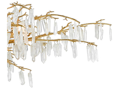 Currey & Company Currey and Company 8-Light Forest Dawn Chandelier Washed Lucerne Gold Natural Quartz Crystal