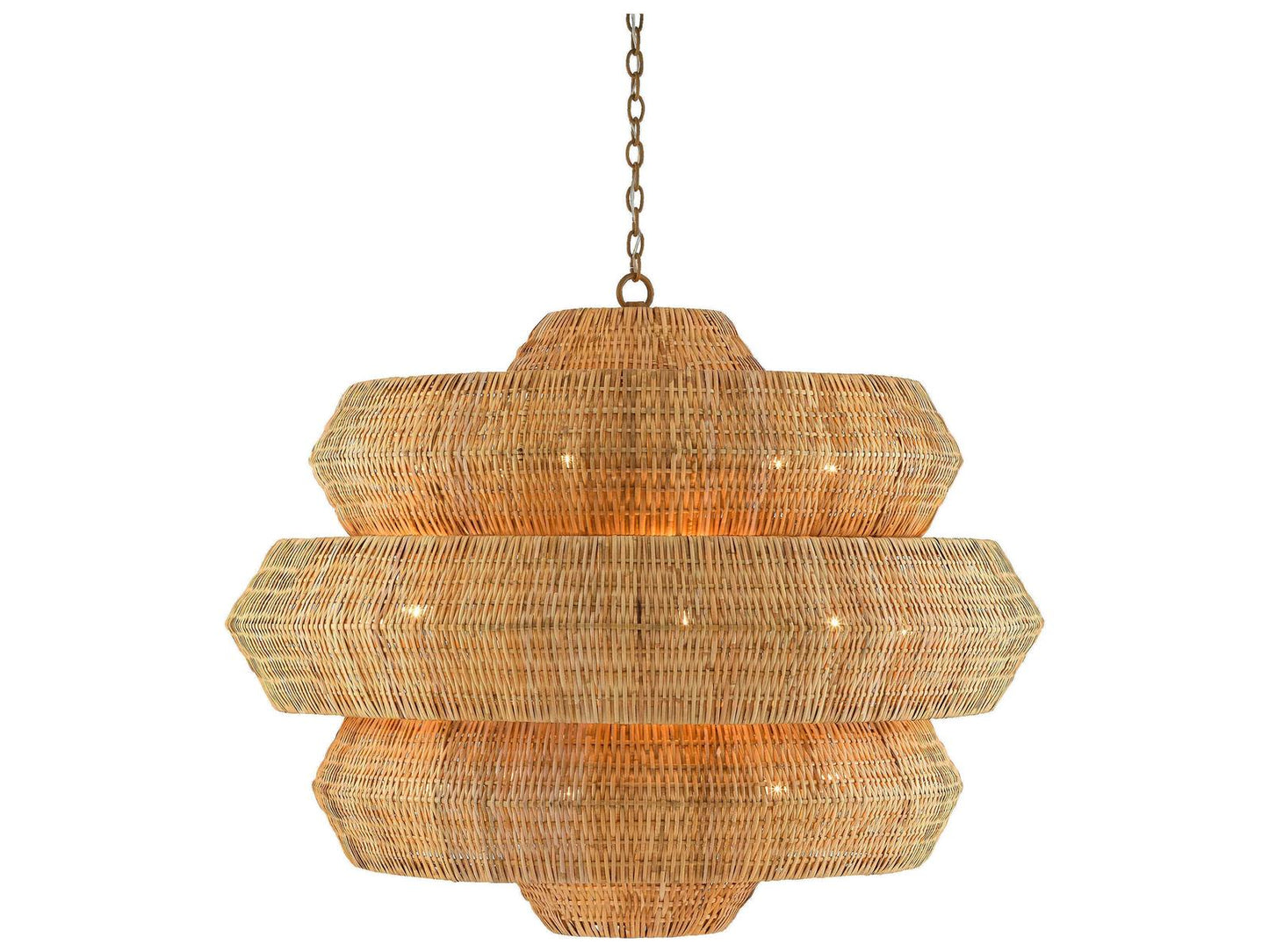 Currey & Company Currey and Company 18-Light Antibes Grande Natural Chandelier in Khaki and Natural Rattan