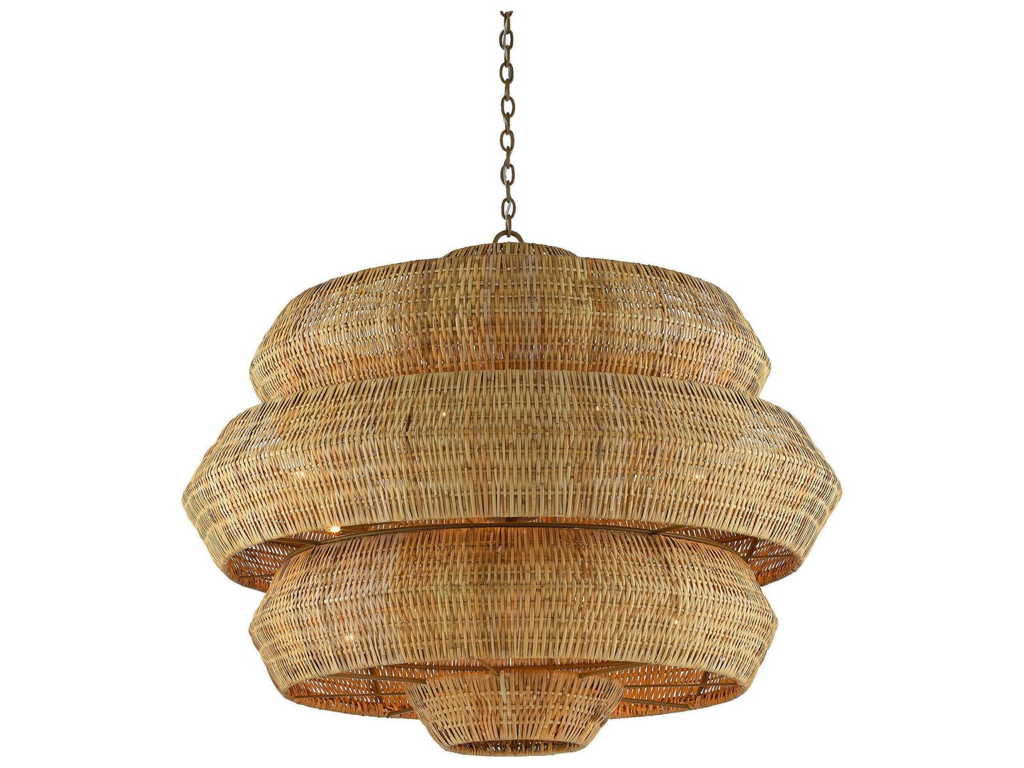 Currey & Company Currey and Company 18-Light Antibes Grande Natural Chandelier in Khaki and Natural Rattan