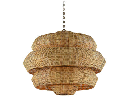 Currey & Company Currey and Company 18-Light Antibes Grande Natural Chandelier in Khaki and Natural Rattan