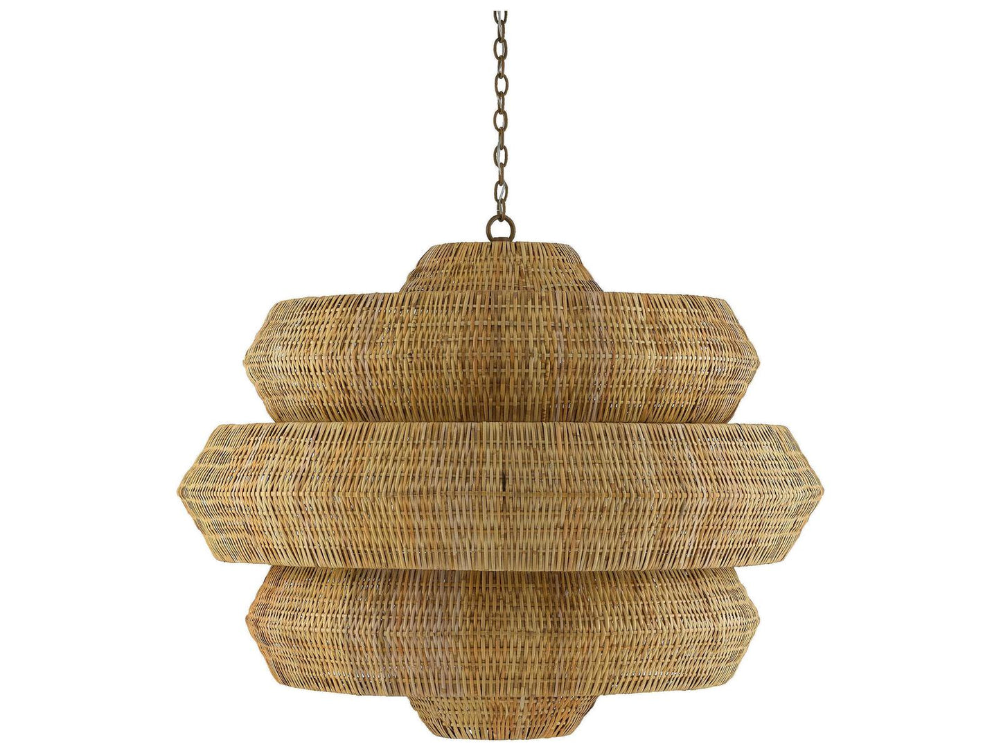 Currey & Company Currey and Company 18-Light Antibes Grande Natural Chandelier in Khaki and Natural Rattan