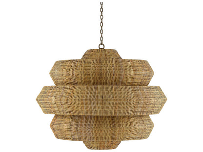 Currey & Company Currey and Company 18-Light Antibes Grande Natural Chandelier in Khaki and Natural Rattan