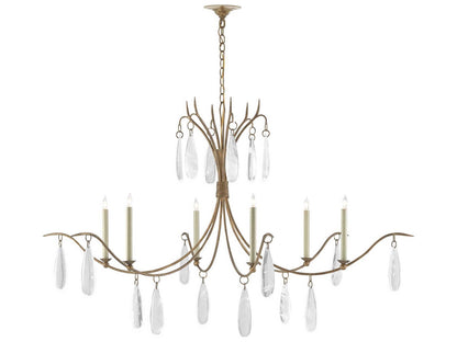 Currey & Company Currey and Company 6-Light Marshallia Chandelier in Rustic Gold with Faux Rock Crystal