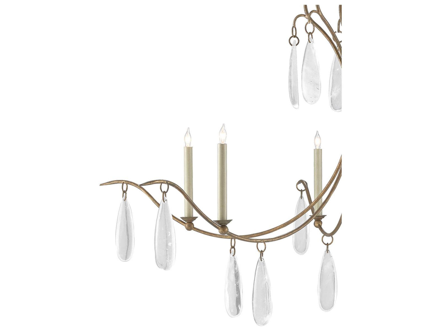 Currey & Company Currey and Company 6-Light Marshallia Chandelier in Rustic Gold with Faux Rock Crystal