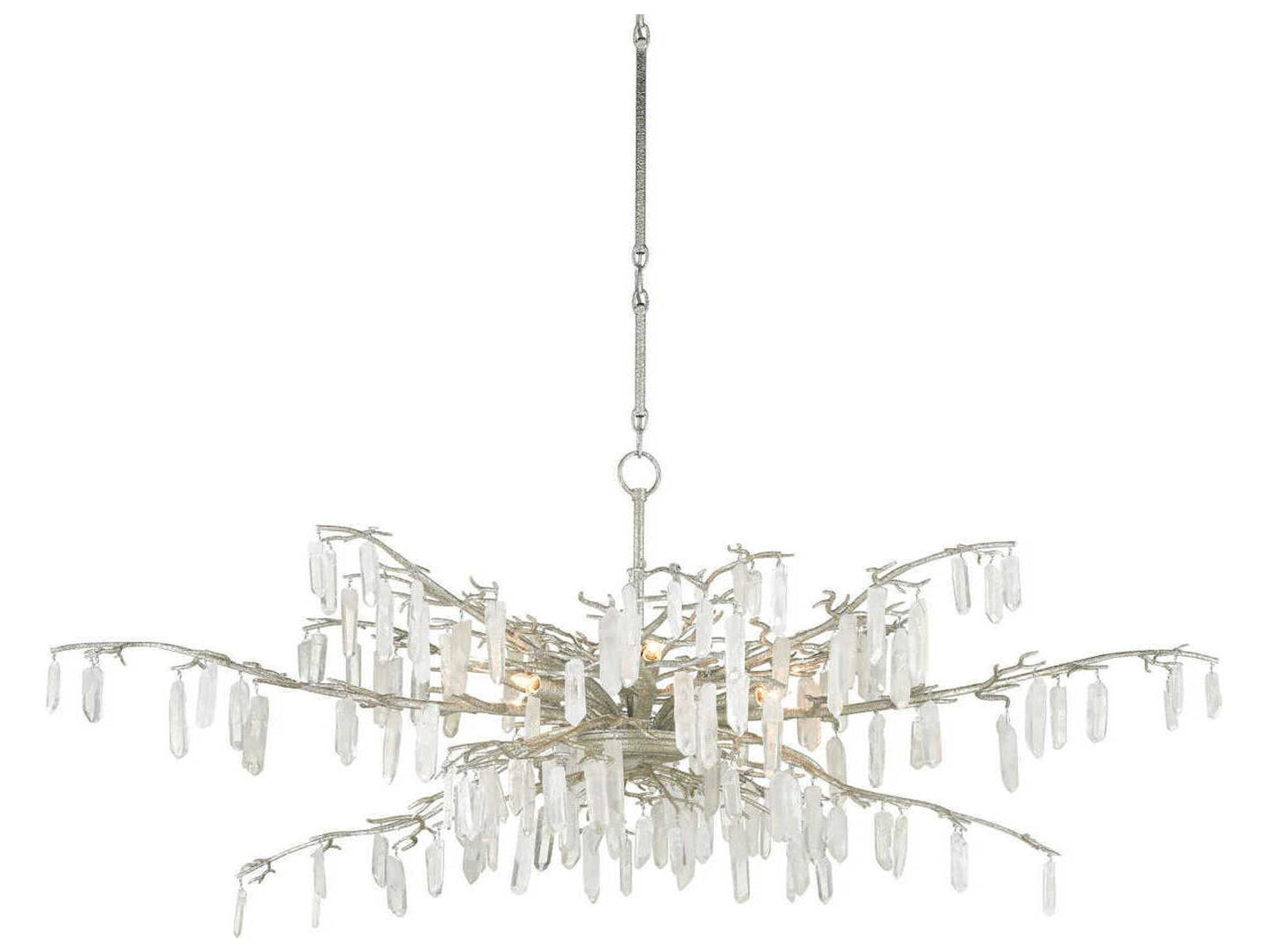 Currey & Company Currey and Company 8-Light Forest Dawn Chandelier in Textured Silver and Crystal