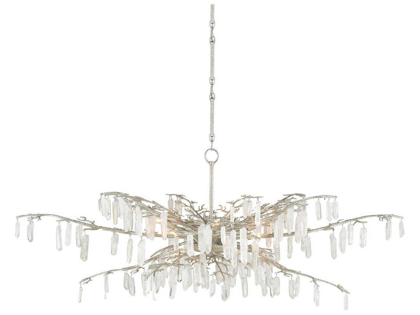 Currey & Company Currey and Company 8-Light Forest Dawn Chandelier in Textured Silver and Crystal