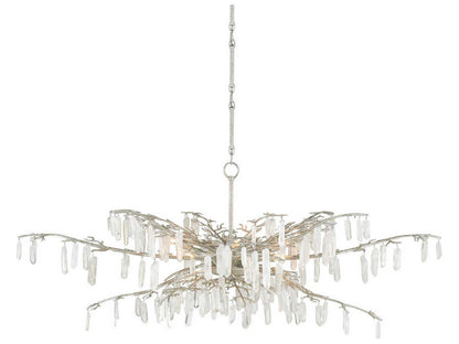 Currey & Company Currey and Company 8-Light Forest Dawn Chandelier in Textured Silver and Crystal