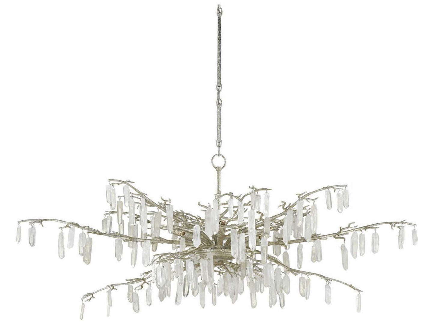 Currey & Company Currey and Company 8-Light Forest Dawn Chandelier in Textured Silver and Crystal