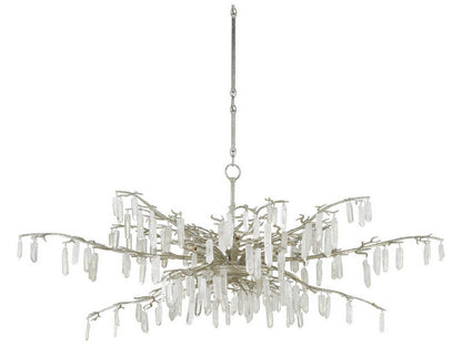 Currey & Company Currey and Company 8-Light Forest Dawn Chandelier in Textured Silver and Crystal