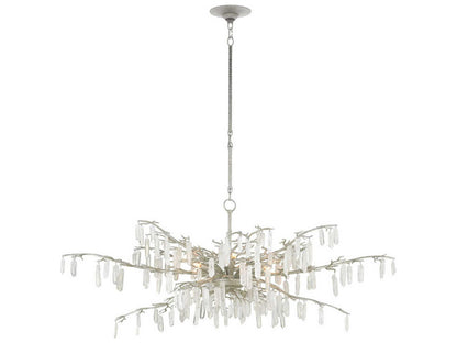 Currey & Company Currey and Company 8-Light Forest Dawn Chandelier in Textured Silver and Crystal