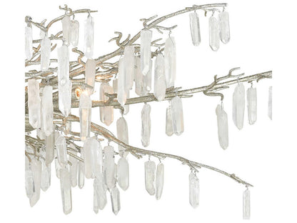 Currey & Company Currey and Company 8-Light Forest Dawn Chandelier in Textured Silver and Crystal