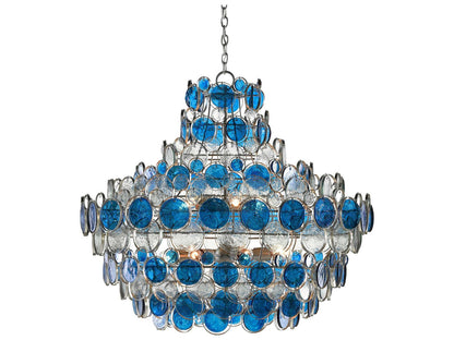 Currey & Company Currey and Company Galahad 12-Light Chandelier in Contemporary Silver Leaf and Blue